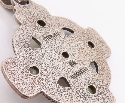 18k Gold & 925 Sterling Silver Vintage Pendant SUARTI BALI Gemstone  PT26035