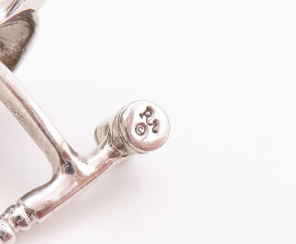 925 Sterling Silver Vintage Cuff Links Bear & Bull Stock Market Trader  TR3942