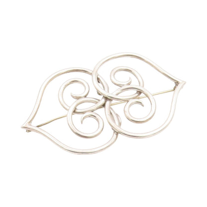 925 Sterling Silver Vintage Brooch Large Artisan Made Design Cutout BP11598