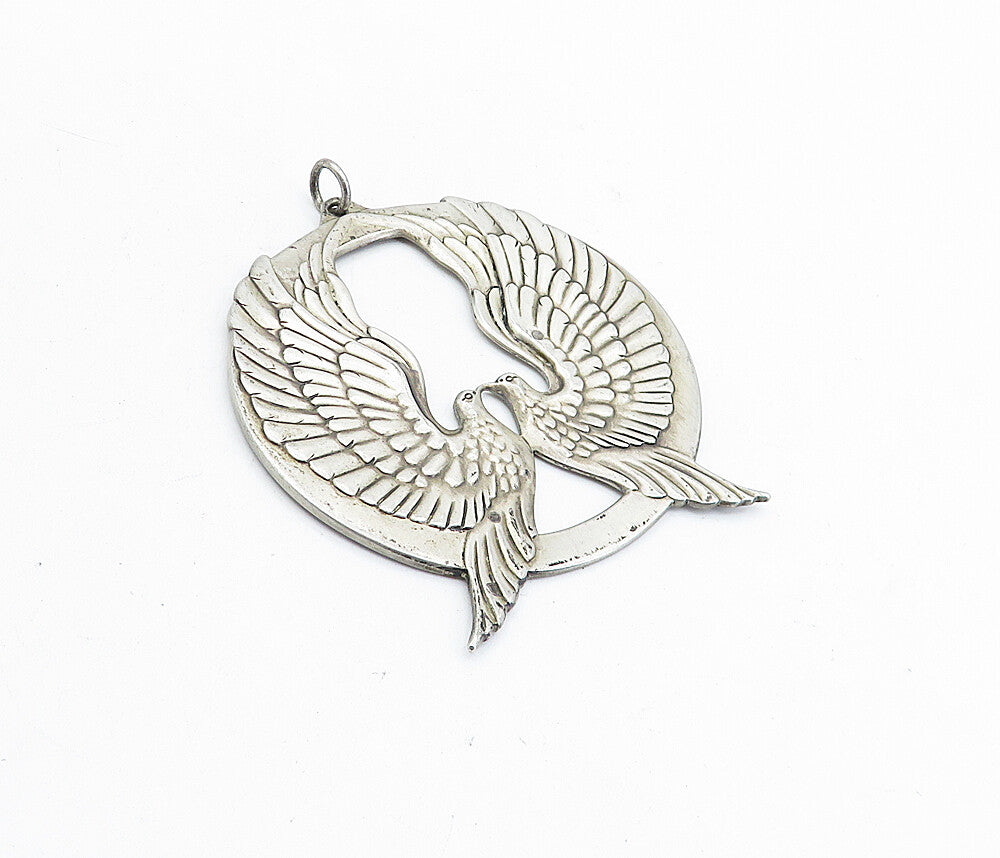 WALLACE 925 Sterling Silver Vintage Peace On Earth Doves Pendant  PT3400