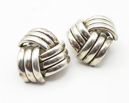 MEXICO 925 Sterling Silver  Vintage Modernist Macaroni Drop Earrings  EG5890