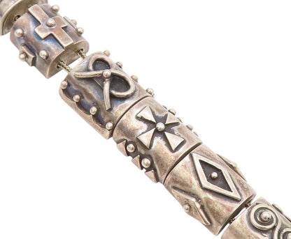 925 Sterling Silver Vintage Bracelet DEBORAH ARMSTRONG Dark Tone Carved  BT11100