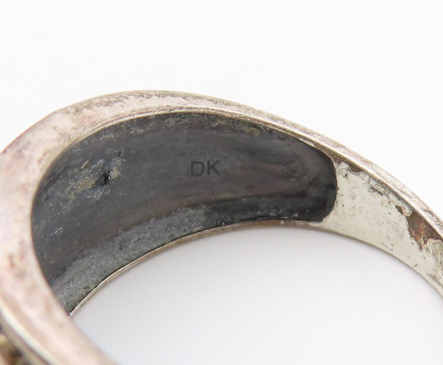 925 Sterling Silver Vintage Ring Classic Turquoise Statement Band  Sz 9  RG36824