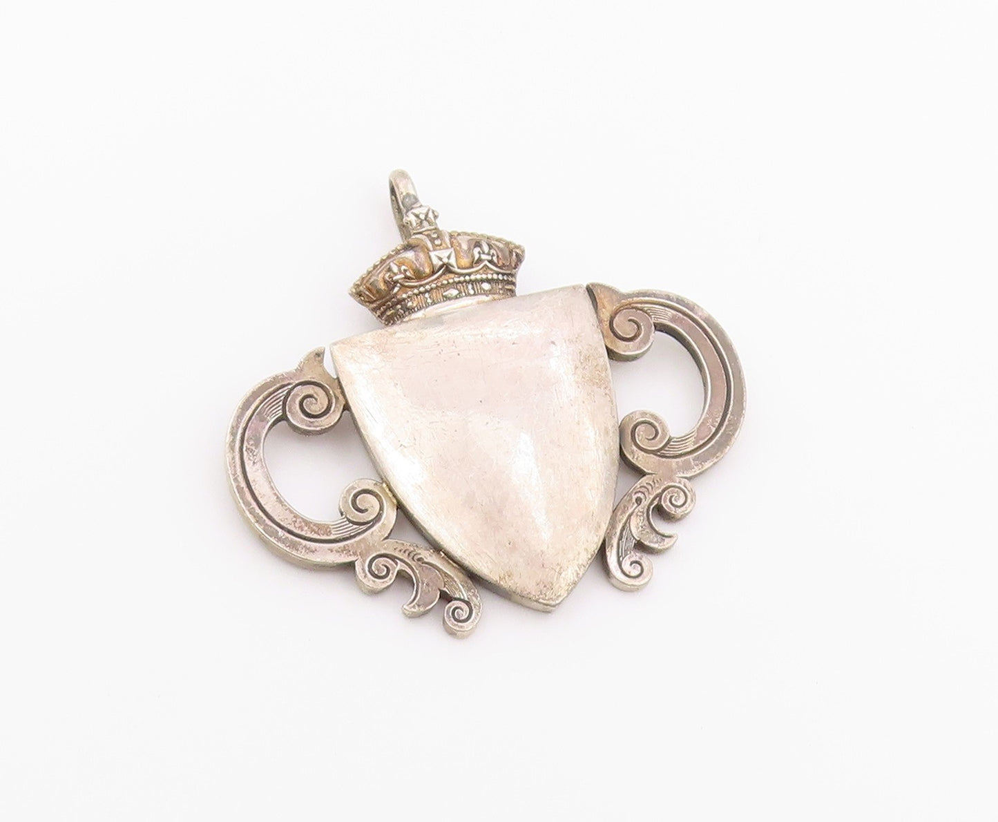 925 Sterling Silver Vintage Pendant MANTON & MOLE Crowned Shield Crest  PT26385