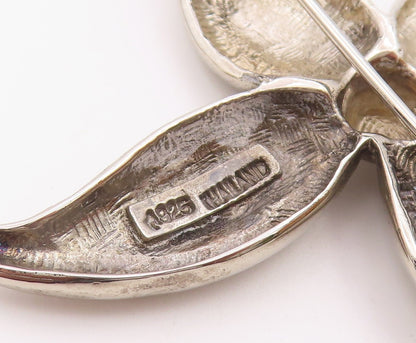 925 Sterling Silver  Vintage Shiny Curved Flower Brooch Pin  BP9488