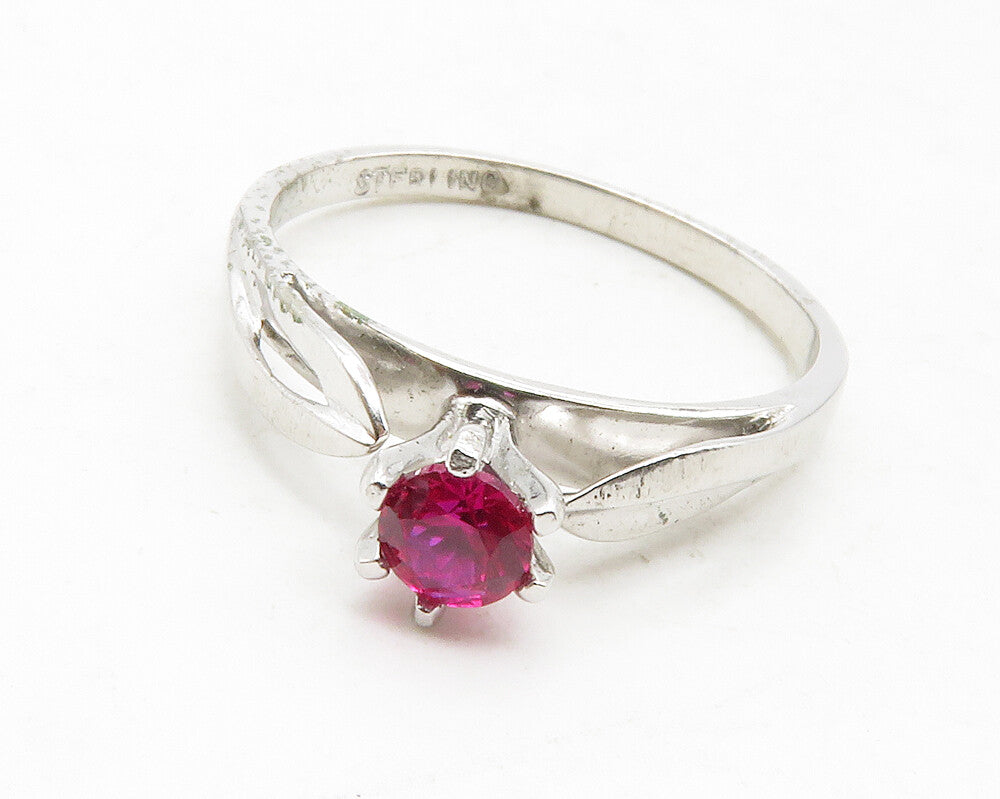 925 Sterling Silver  Prong Set Pink Topaz Shiny Solitaire Ring Sz 6.5  RG12857