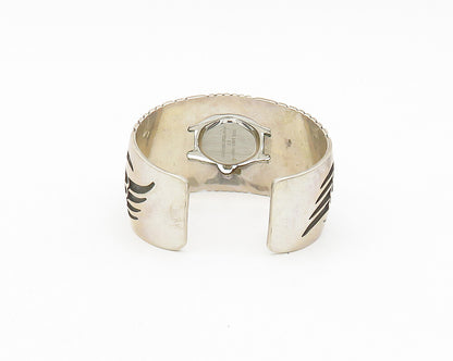 CHARLIE BOWIE NAVAJO 925 Sterling Silver Vintage Claw Watch Cuff Bracelet BT7533