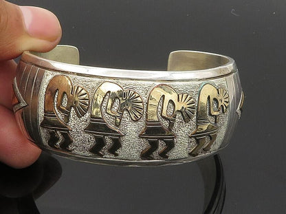 MARK YAZZIE NAVAJO 925 Silver & 12K GOLD  Vintage Kokopelli  Bracelet  BT8215