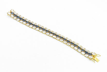 925 Sterling Silver Cubic Zirconia & Topaz Gold Plated Chain Bracelet BT1617