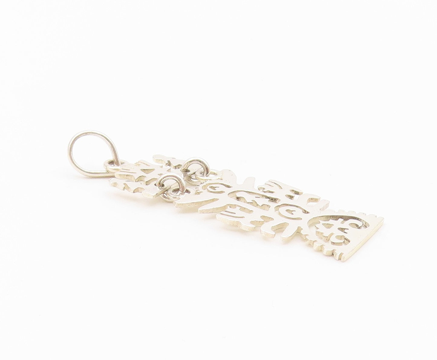 925 Sterling Silver  Vintage Human Figures Cutout Scenery Pendant  PT21232
