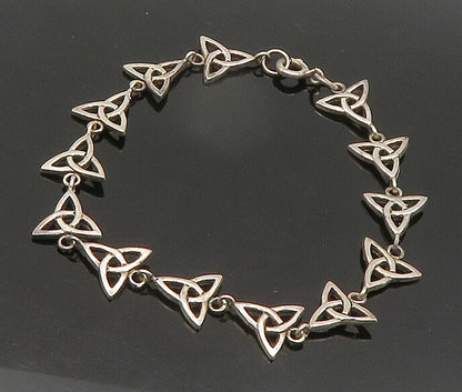 PETER STONE 925 Sterling Silver  Vintage Celtic Knot Chain Bracelet  BT8636