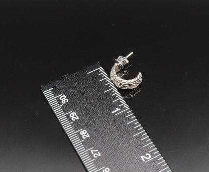 925 Sterling Silver  Vintage Rope Twist Edge Scroll Hoop Earrings  EG11699