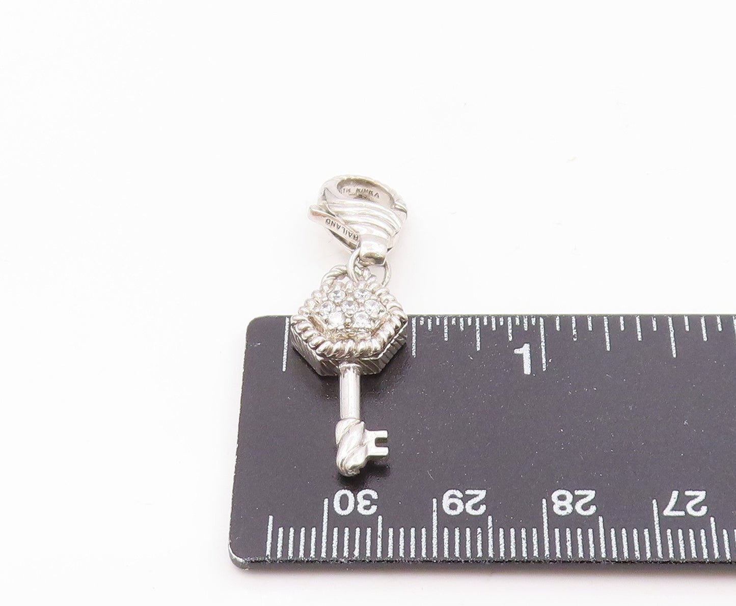 JUDITH RIPKA 925 Silver  Vintage Cubic Zirconia Key Motif Pendant  PT19498