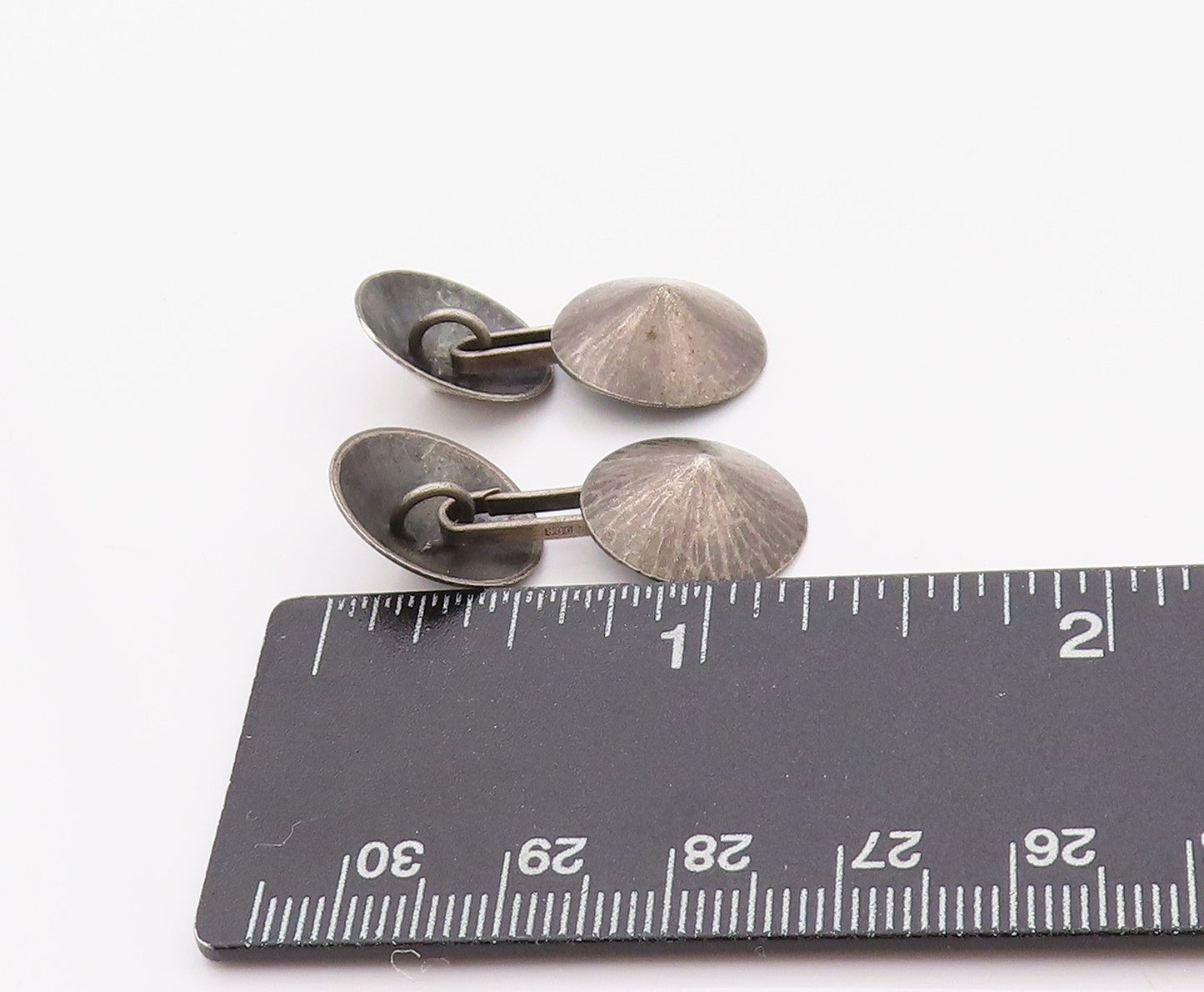 925 Sterling Silver Vintage Cuff Links NORWAY Dark Tone Cone Shape Domes  TR3946