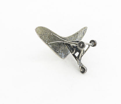 925 Sterling Silver  Vintage Dark Tone 3 Wheel Flying Trike Trinket  TR1452