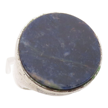 925 Sterling Silver Vintage Ring Modernist Lapis Lazuli Band  Sz 6  RG36262