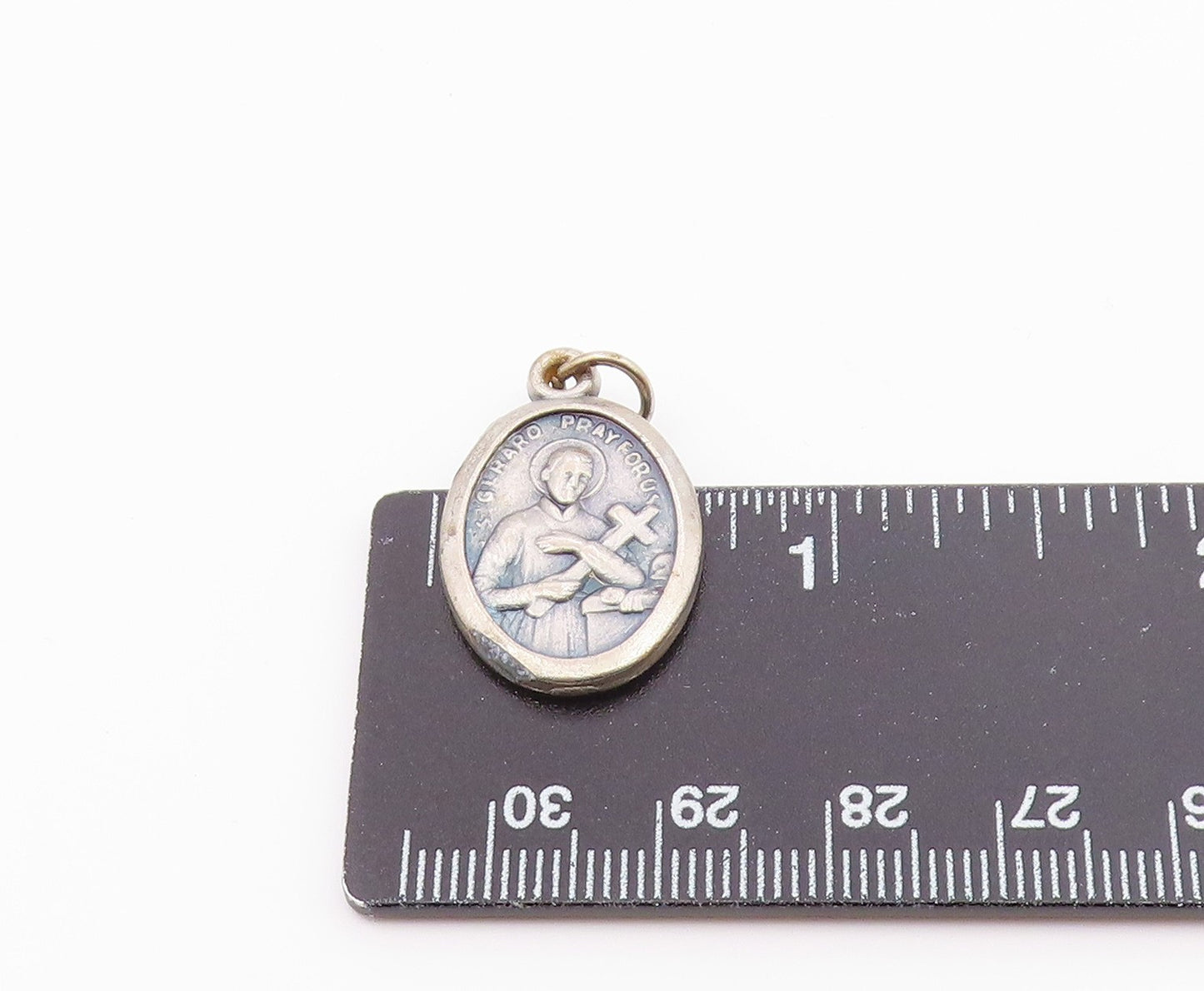 925 Sterling Silver  Vintage Saint Gerard Religious Figure Pendant  PT16304