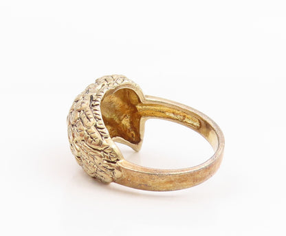 925 Sterling Silver Vintage Ring Gold Plated CZ Etched Eagle Band  Sz 7  RG35385