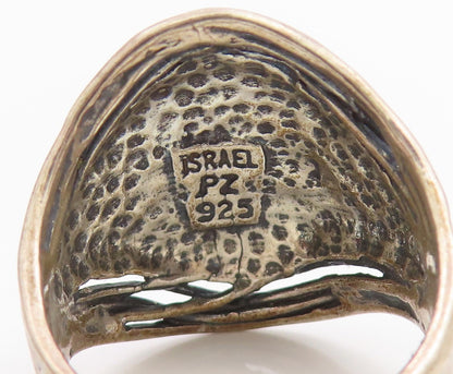 925 Sterling Silver Vintage Ring OR PAZ ISRAEL Modernist Wide Band Sz 9 RG34805
