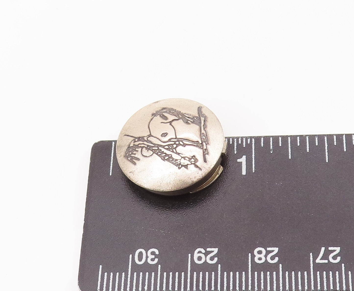 925 Sterling Silver Vintage Button Cover NAVAJO Etched Southwestern TR3725