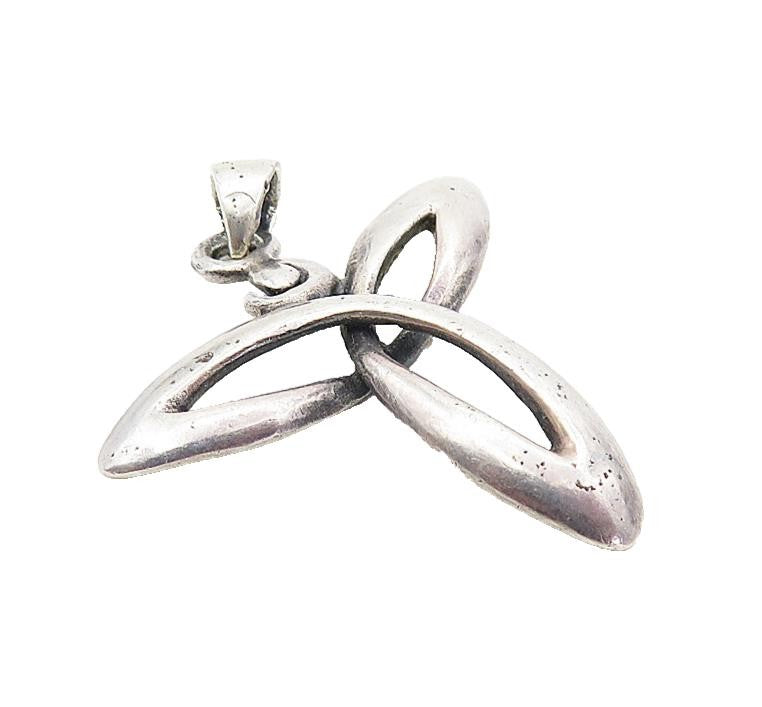 925 Sterling Silver  Vintage Shiny Open Celtic Knot Drop Pendant  PT6234