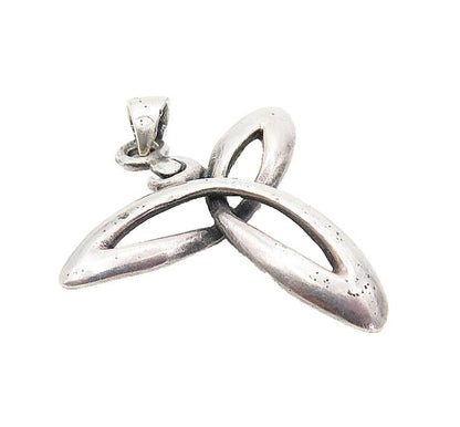925 Sterling Silver  Vintage Shiny Open Celtic Knot Drop Pendant  PT6234