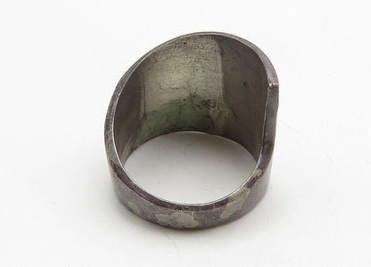 925 Sterling Silver  Vintage Oxidized Hammered Band Ring Sz 9  RG10401
