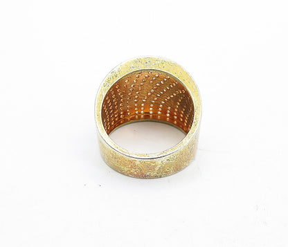 925 Sterling Silver  Topaz Gold Plated Swirl Tapered Band Ring Sz 7  RG4616