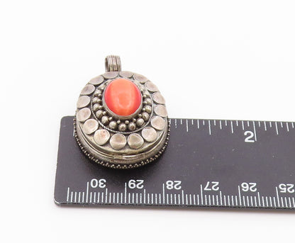 925 Sterling Silver Vintage Pendant Classic Cat Eye Oval Locket OPENS  PT26472