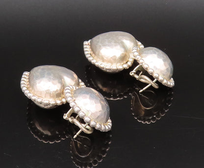 925 Sterling Silver  Vintage Hammered Bead Ball & Love Heart Earrings  EG12272