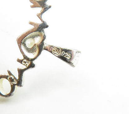 925 Sterling Silver  Shiny Topaz Open Mom Love Heart Pendant  PT13262