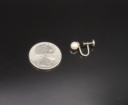 925 Sterling Silver  Vintage Fresh Water Pearls Screw Back Earrings  EG11995