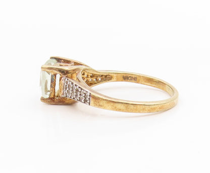 925 Sterling Silver Vintage Ring Gold Plated Elegant Topaz Band  Sz 9  RG34442