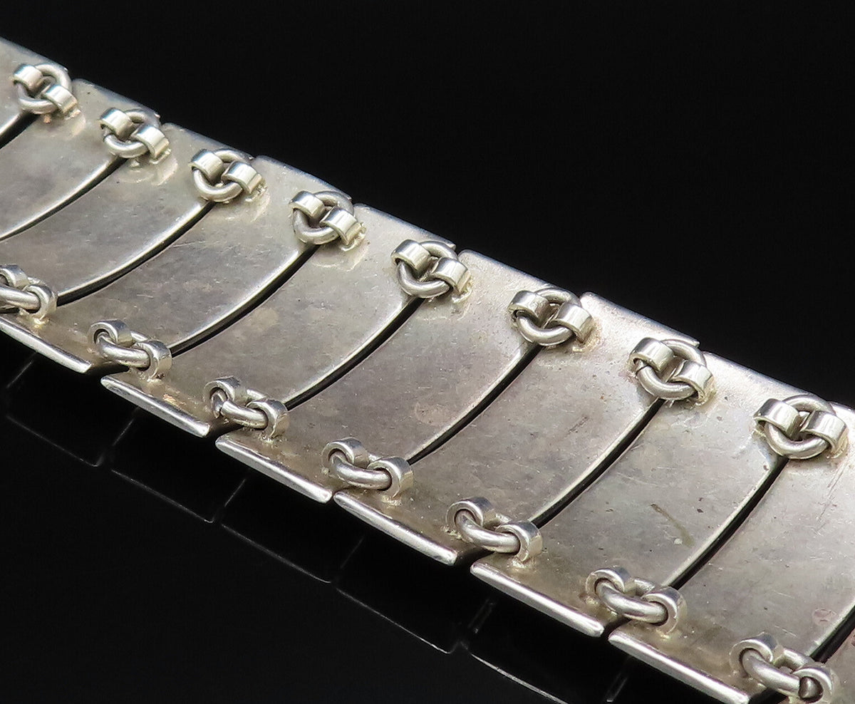 925 Sterling Silver  Vintage Minimalist Rectangle Bar Chain Bracelet  BT9657