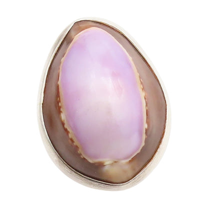 925 Sterling Silver Vintage Ring Oval Cowrie Shell Statement Band  Sz 7  RG33888
