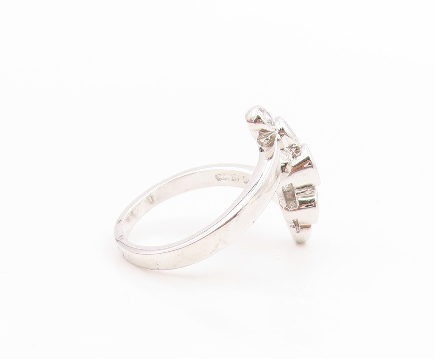 925 Sterling Silver Vintage Ring Bezel Set CZ Pebble Scatter  Sz 6.5  RG35827