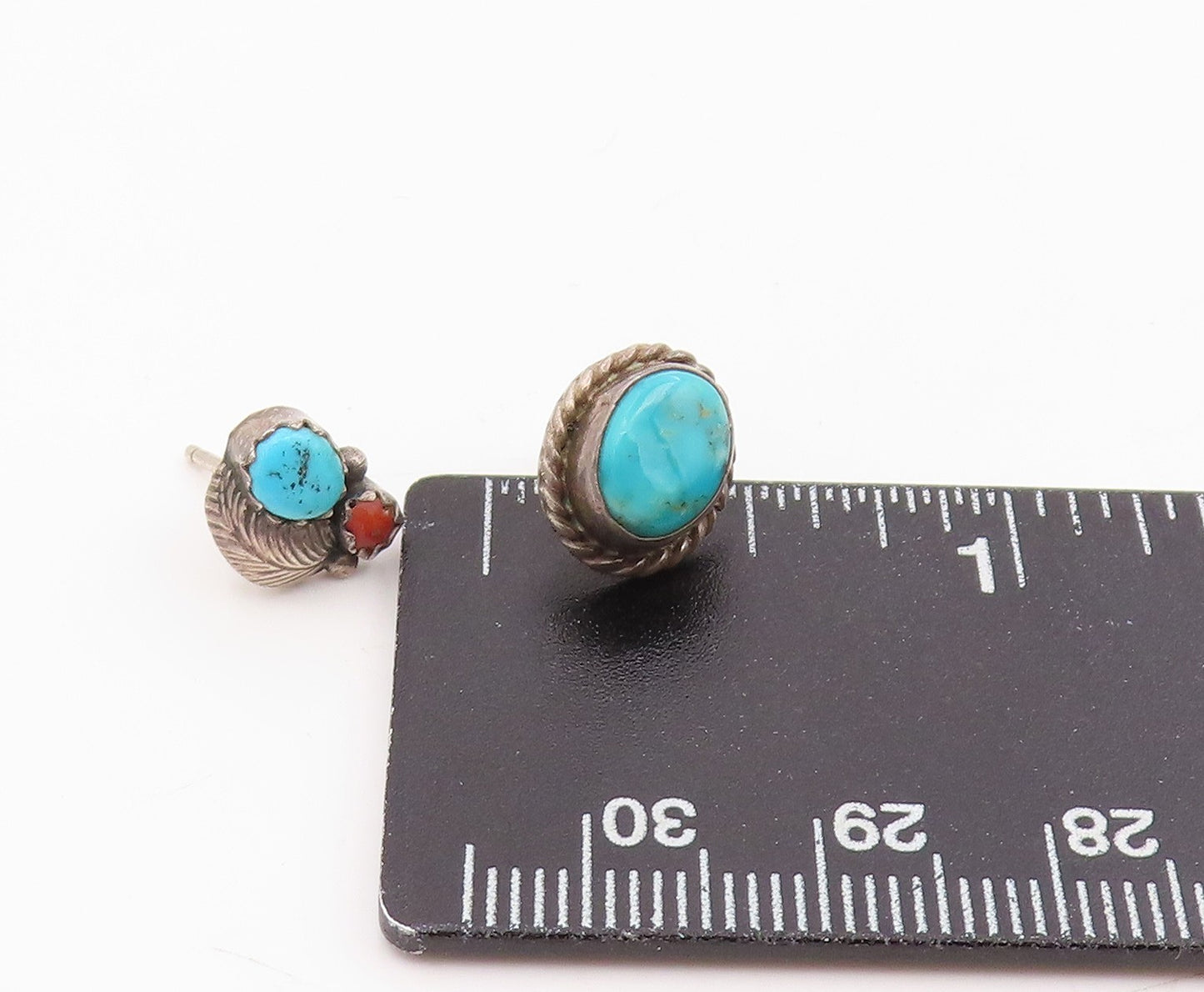 925 Sterling Silver Vintage Earrings NAVAJO Turquoise Single Pieces  EG14302