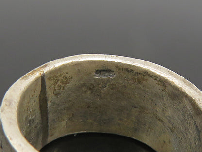 925 Sterling Silver  Vintage Etched Edge Beaded Band Ring Sz 6  RG24753