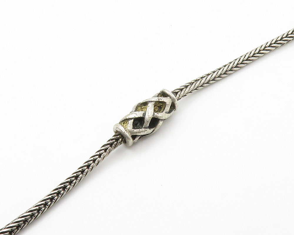 925 Sterling Silver  Vintage Barrel Beaded Wheat Chain Necklace  NE2347