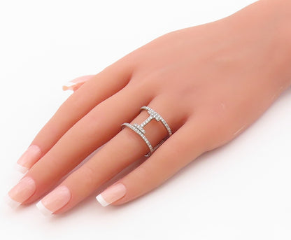 925 Sterling Silver Vintage Ring Minimalist CZ Dual Wide Band  Sz 8.5  RG36386