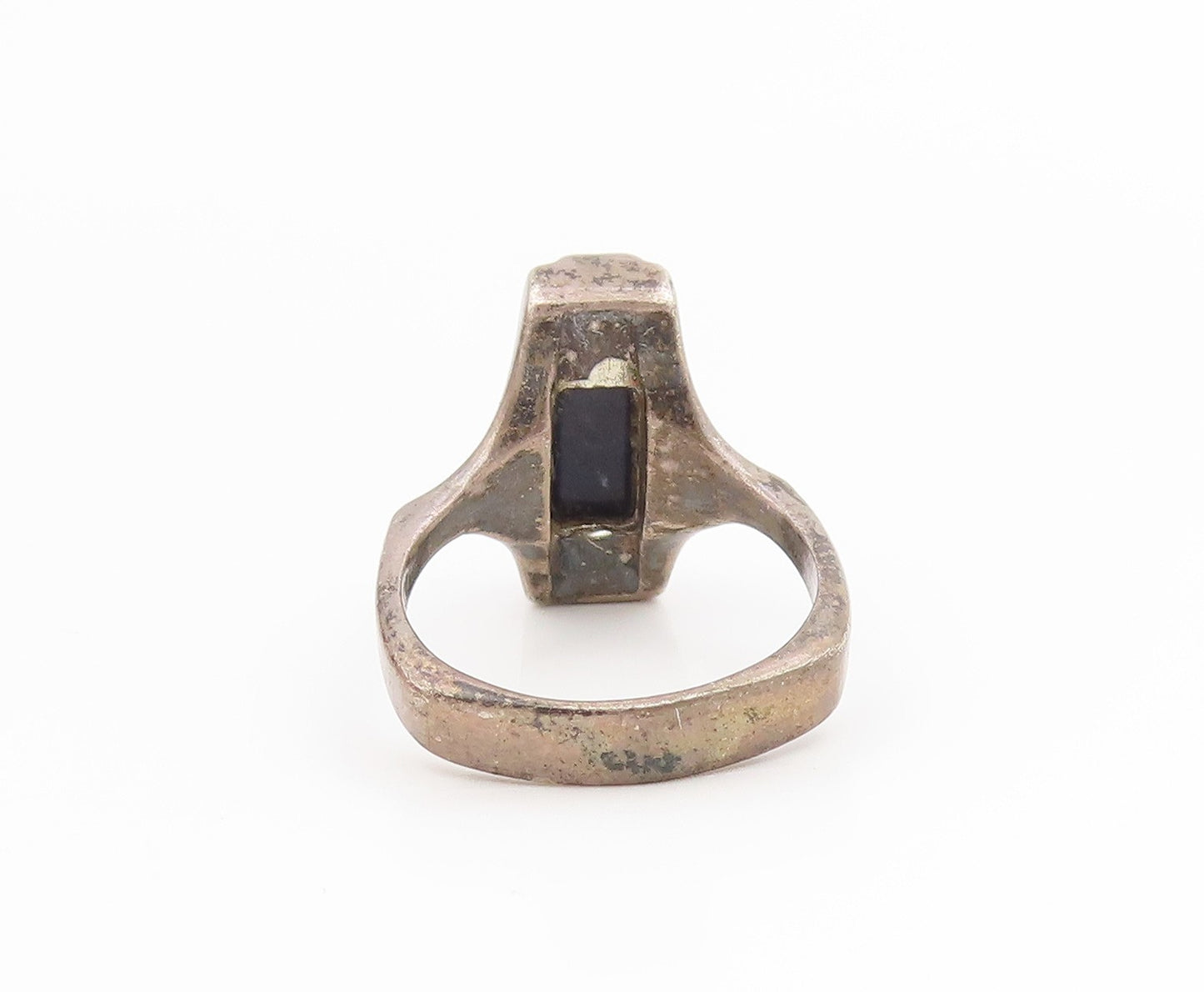 925 Sterling Silver Vintage Ring Rectangular Lapis Lazuli  Band  Sz 7  RG34423