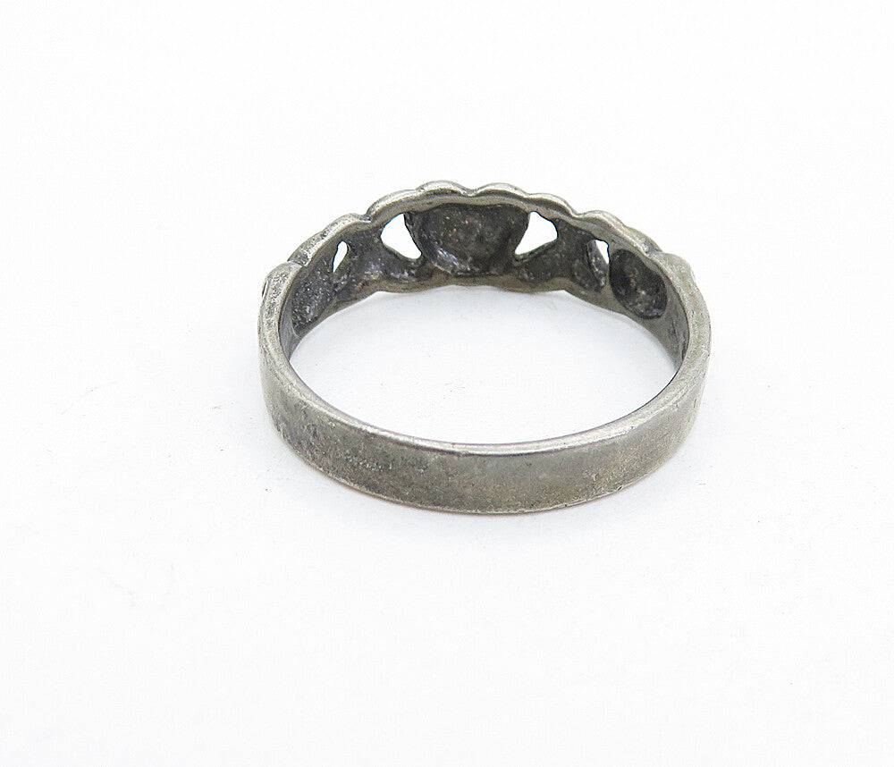 925 Sterling Silver  Vintage Dark Tone Love Heart XO Band Ring Sz 7.5  RG6098