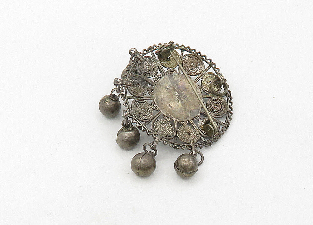 ISRAEL 925 Sterling Silver  Vintage Dangling Swirl Twist Brooch Pin  BP8412