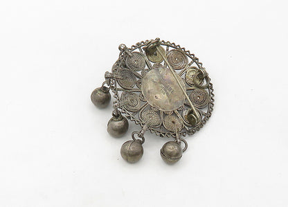 ISRAEL 925 Sterling Silver  Vintage Dangling Swirl Twist Brooch Pin  BP8412