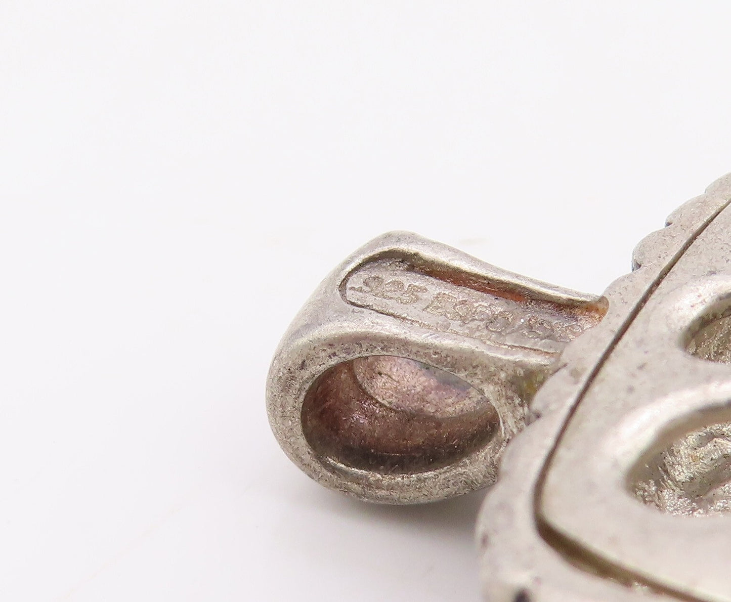 925 Sterling Silver Vintage Pendant ESPO SIG Solid Square Grooved Design PT23539