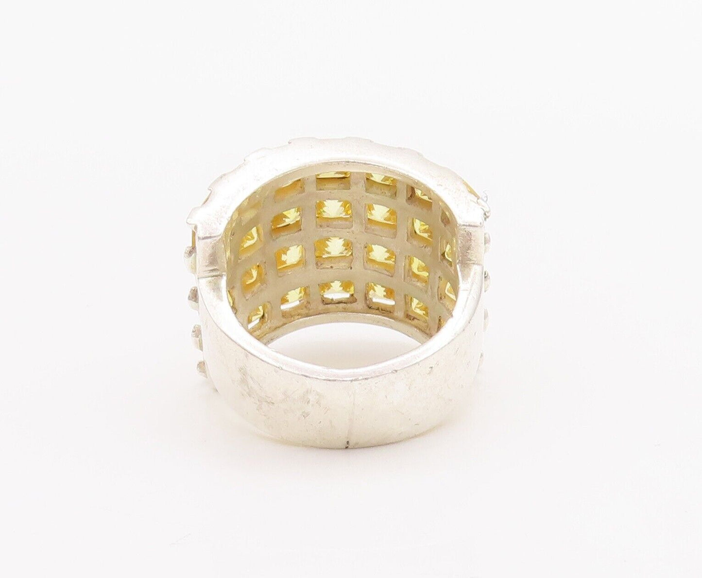 925 Sterling Silver Vintage Ring Broad Band Round Cut Citrine  Sz 8  RG28325