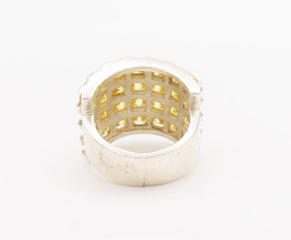 925 Sterling Silver Vintage Ring Broad Band Round Cut Citrine  Sz 8  RG28325