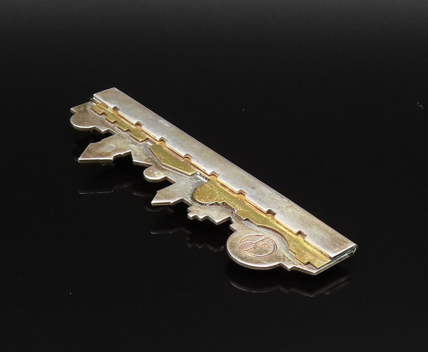 EMIL SHENFELD 925 Silver  Vintage Two Tone Jerusalem Scenery Brooch Pin BP9799
