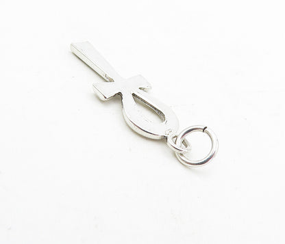 925 Sterling Silver Vintage Shiny Petite Egyptian Ankh Drop Pendant  PT6249