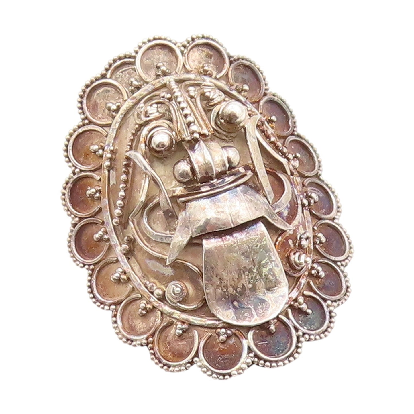 925 Sterling Silver Vintage Ring Balinese Demon Queen Band  Sz 7.5  RG34206